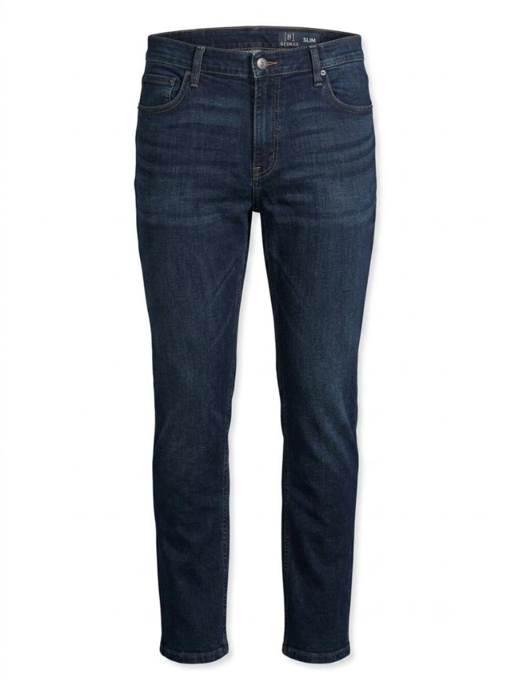 George Men's Slim Straight Leg Jeans Dark Wash Size 38x30 Whiskered EUC